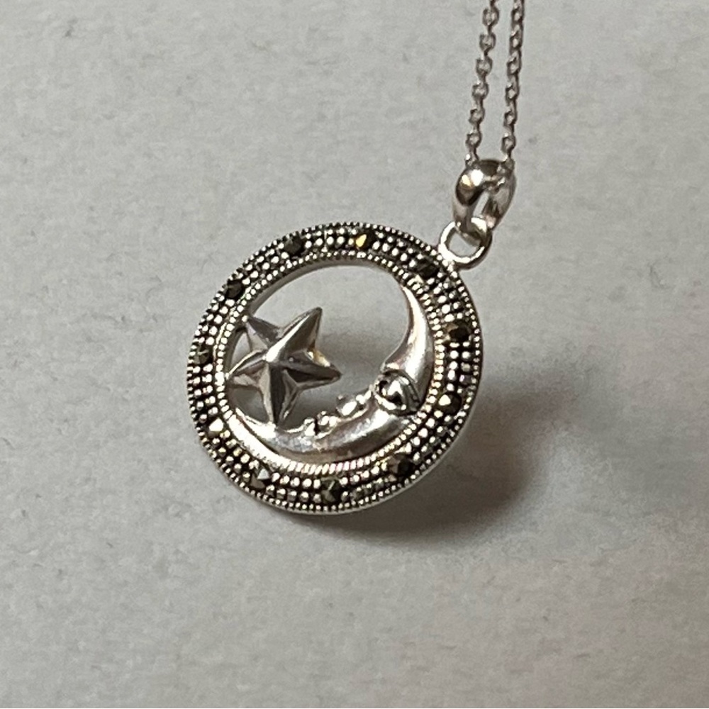 925 Sterling Silver. Marcasite. Necklace - Picture 6 of 7
